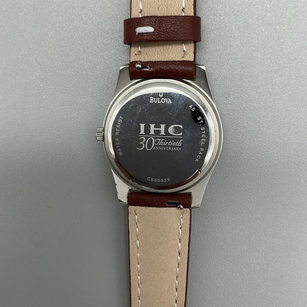 Bulova IHC 30th Anniversary Womens Watch 30mm Silver Tone Leather New Battery